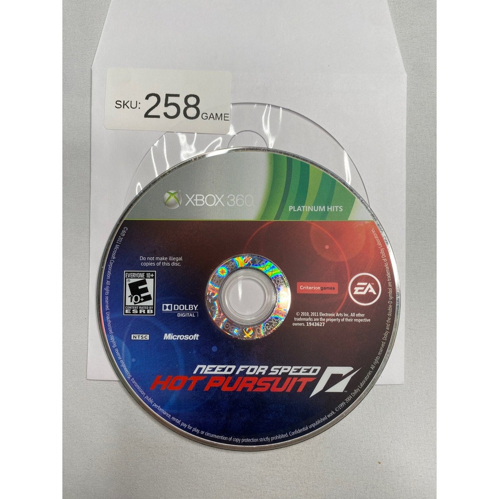 Need for Speed Hot Pursuit Xbox 360 Platinum Hits Racing Game Disc Only